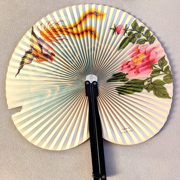 Set of 9 Vintage Chinese Hand Fans Folding Metal Travel Floral and Birds - Picture 13 of 13